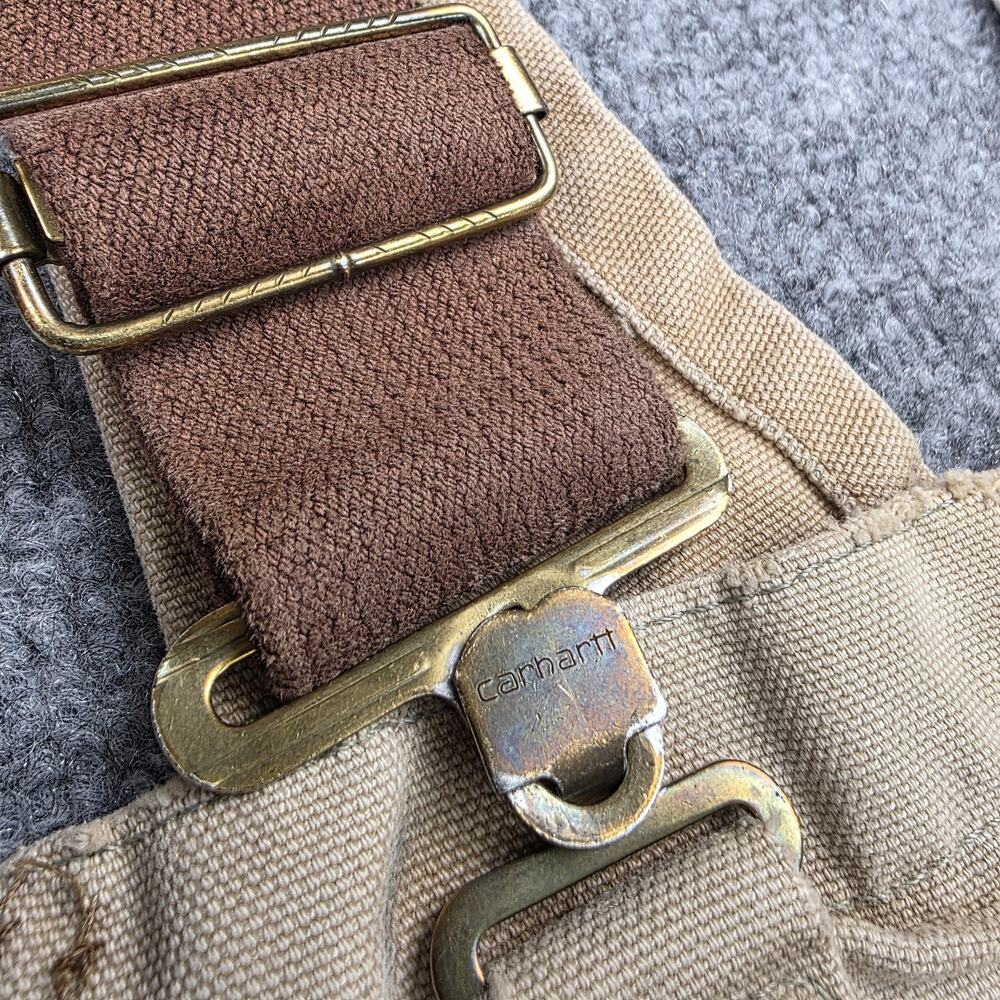 Carhartt Bib Overalls Mens 44x32 Duck Double Knee Distressed R01 BRN Vintage USA - Picture 12 of 16